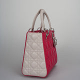 Christian Dior Lady Dior Bag Cannage Medium Handbag in Lambskin Leather  Red White
