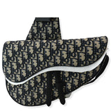 Christian Dior Saddle Oblique Jacquard Crossbody Bag Navy Grey