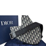 Christian Dior Saddle Oblique Jacquard Crossbody Bag Navy Grey