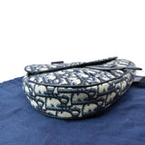 Christian Dior Saddle Oblique Jacquard Crossbody Bag Navy Grey
