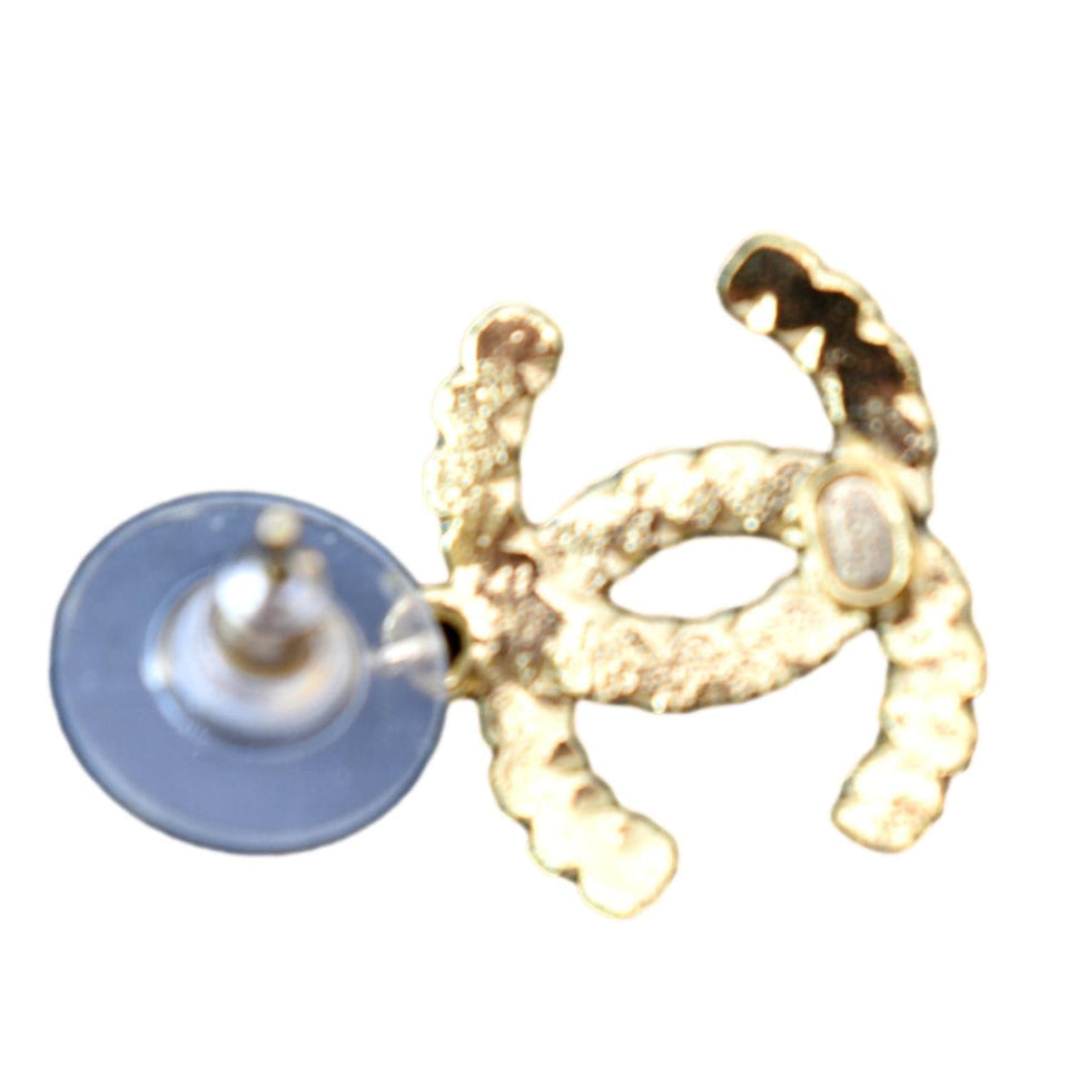 Chanel CC Pearl Earrings Gold