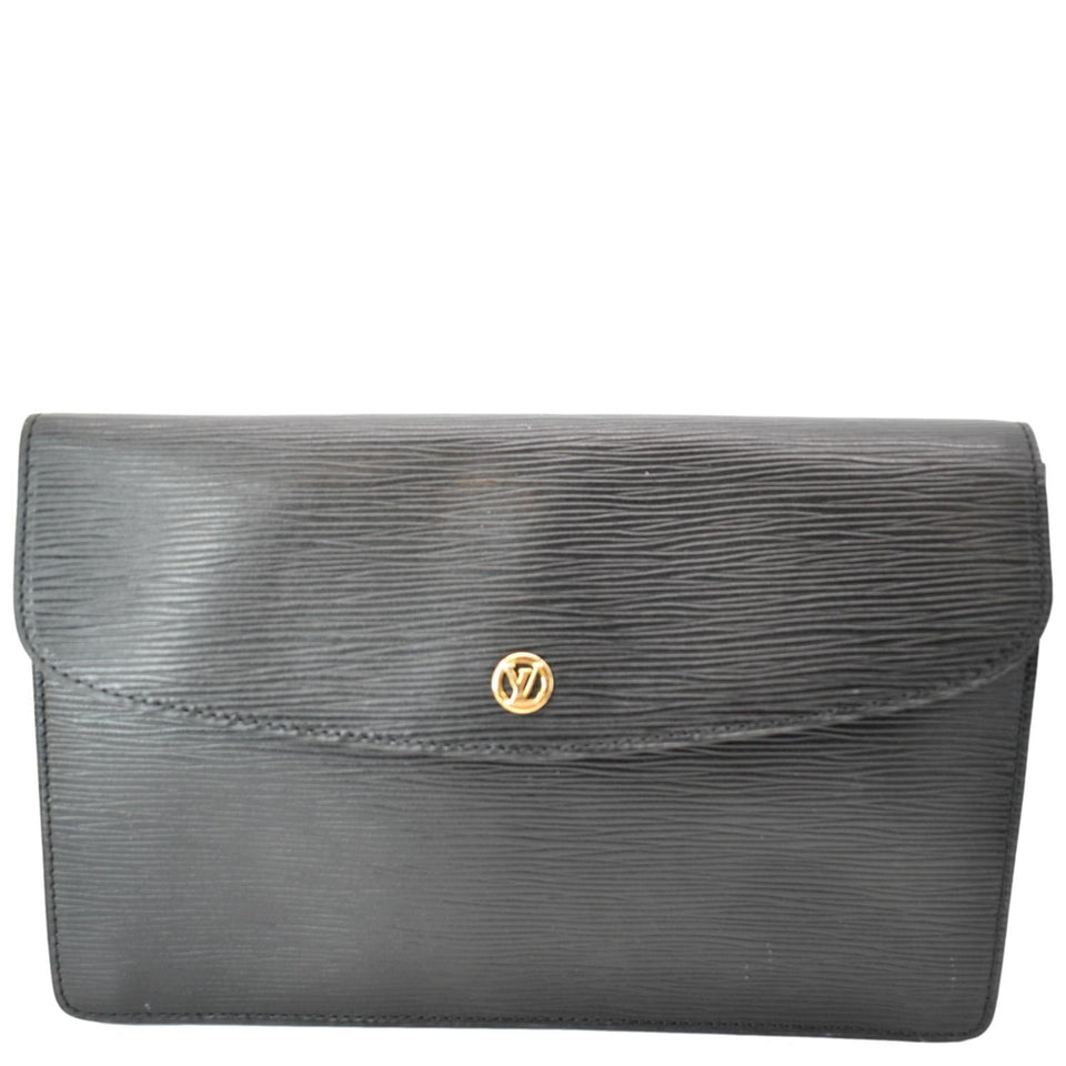 Louis Vuitton Montaigne Pochette Epi Leather Clutch Bag Black