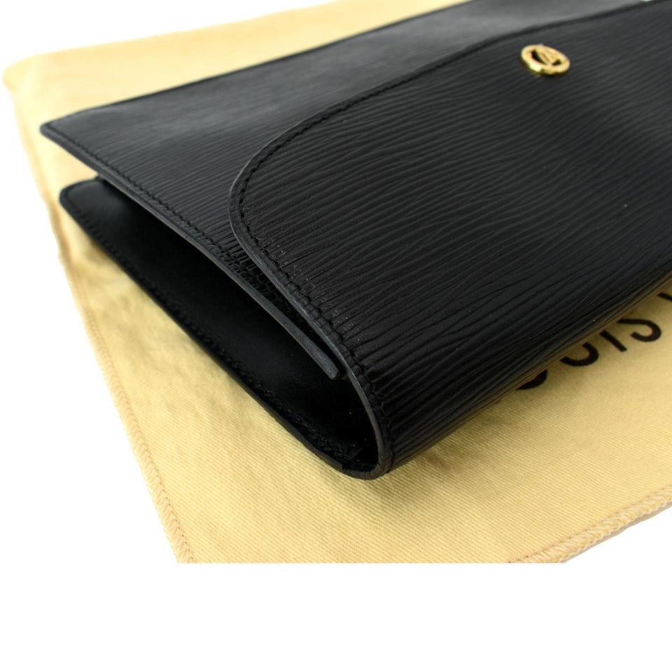 Louis Vuitton Montaigne Pochette Epi Leather Clutch Bag Black