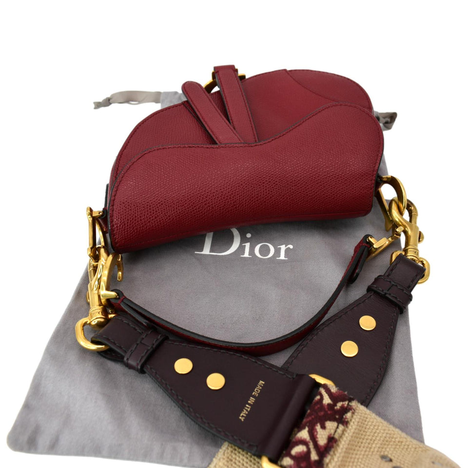 Christian Dior Saddle Oblique Jacquard Shoulder Bag Red