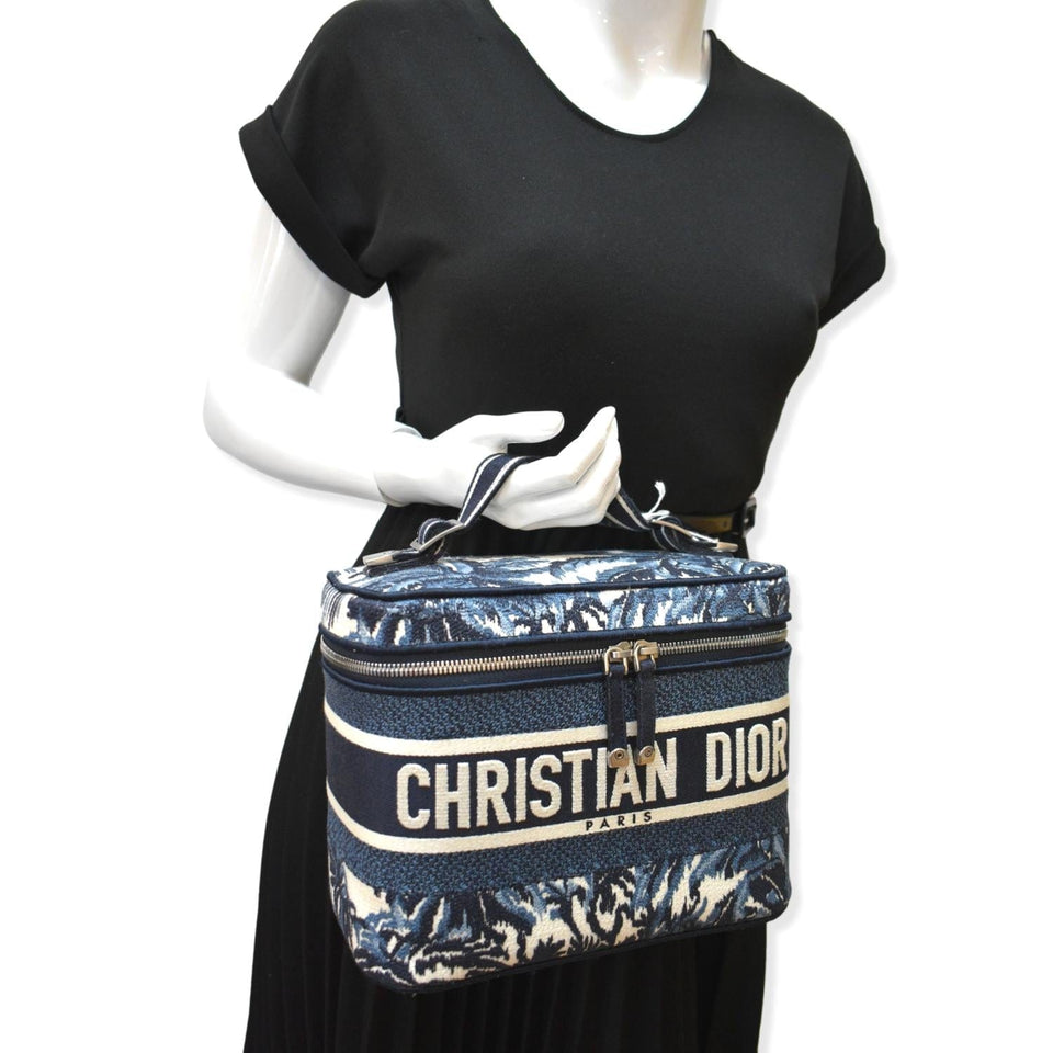 Christian Dior DiorTravel Oblique Embroidery Vanity Case Blue