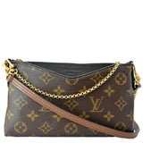 Louis Vuitton Pallas Monogram Canvas Clutch Crossbody Bag Brown
