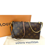 Louis Vuitton Pallas Monogram Canvas Clutch Crossbody Bag Brown