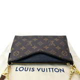 Louis Vuitton Pallas Monogram Canvas Clutch Crossbody Bag Brown