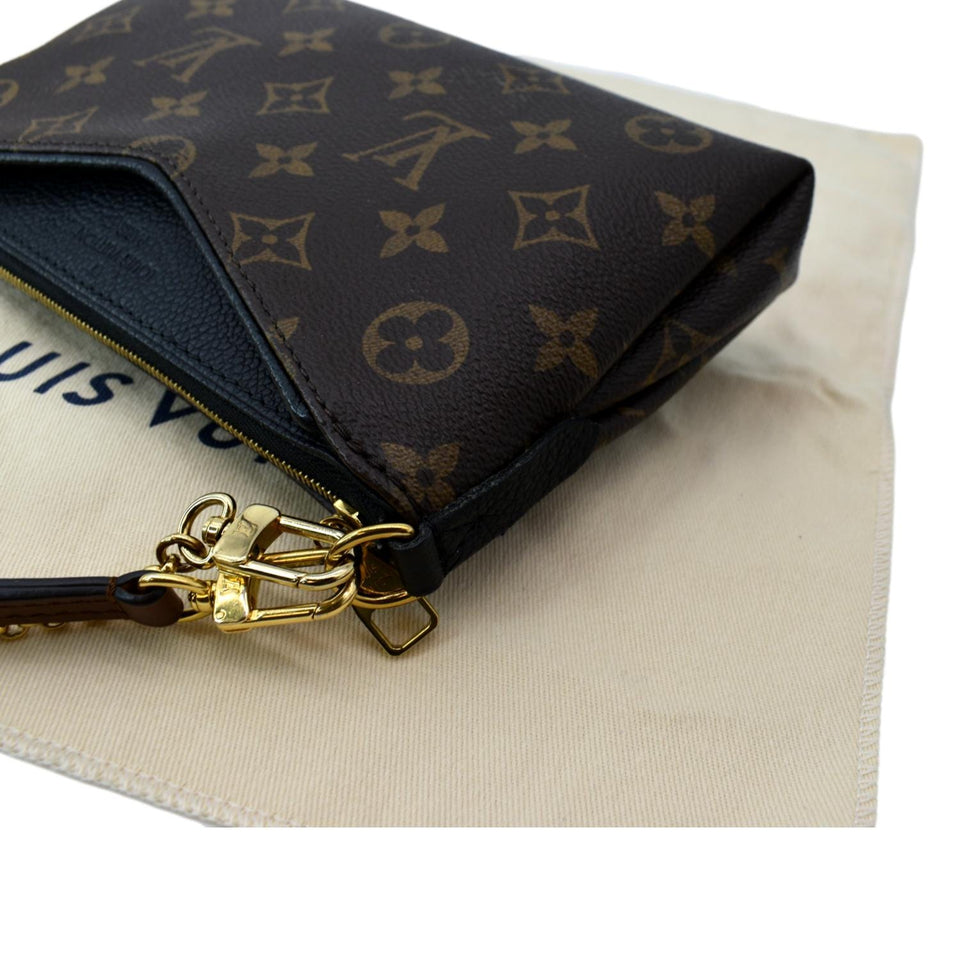 Louis Vuitton Pallas Monogram Canvas Clutch Crossbody Bag Brown