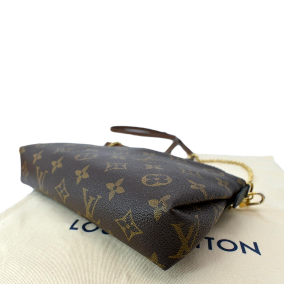 Louis Vuitton Pallas Monogram Canvas Clutch Crossbody Bag Brown