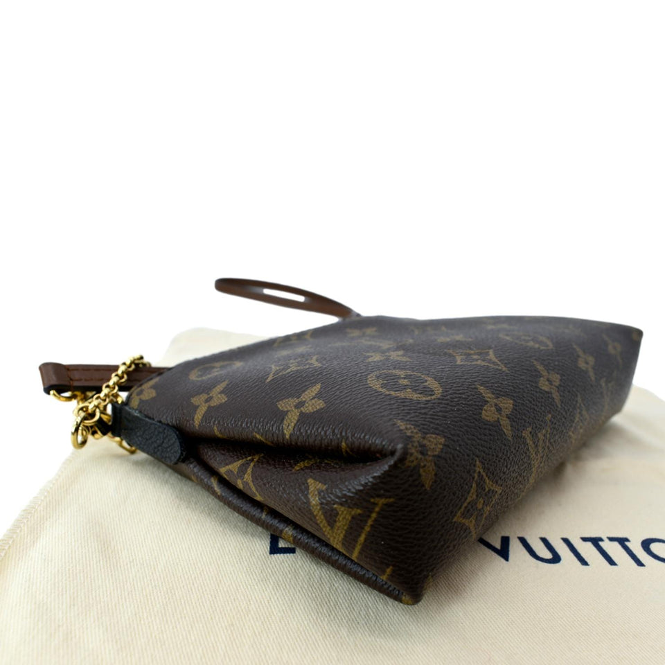 Louis Vuitton Pallas Monogram Canvas Clutch Crossbody Bag Brown
