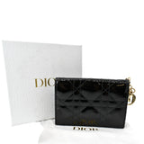 Christian Dior Mini Lady Dior Cannage Calfskin Leather Compact Wallet Black