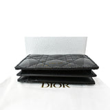 Christian Dior Mini Lady Dior Cannage Calfskin Leather Compact Wallet Black