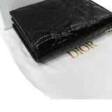 Christian Dior Mini Lady Dior Cannage Calfskin Leather Compact Wallet Black