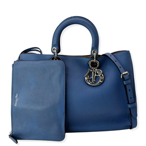 Christian Dior Large Diorissimo Leather Shoulder Bag Blue