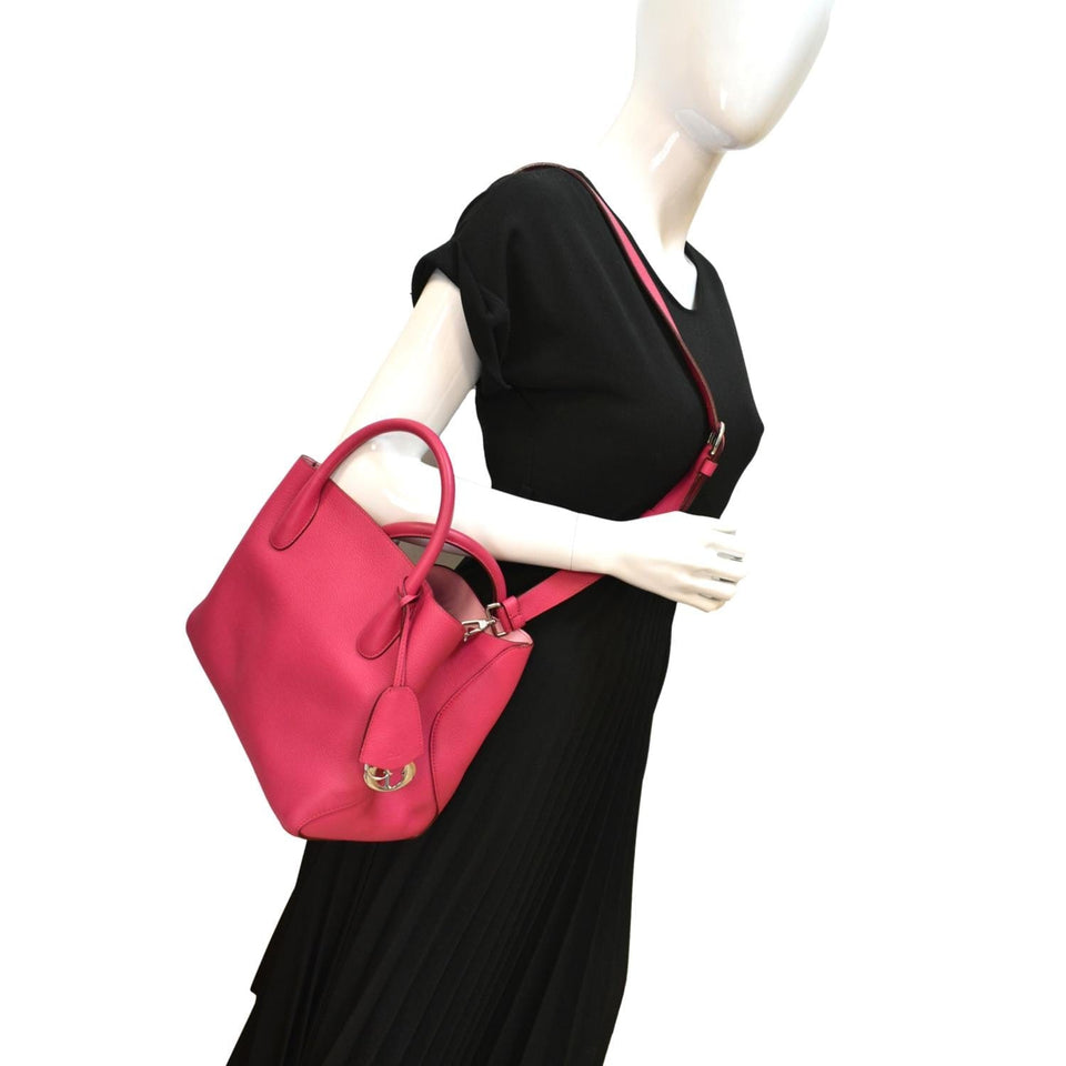 Christian Dior Open Bar Grained Leather Tote Bag Pink