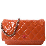 Chanel WOC Patent Leather Wallet On Chain Clutch Bag Orange