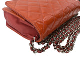 Chanel WOC Patent Leather Wallet On Chain Clutch Bag Orange