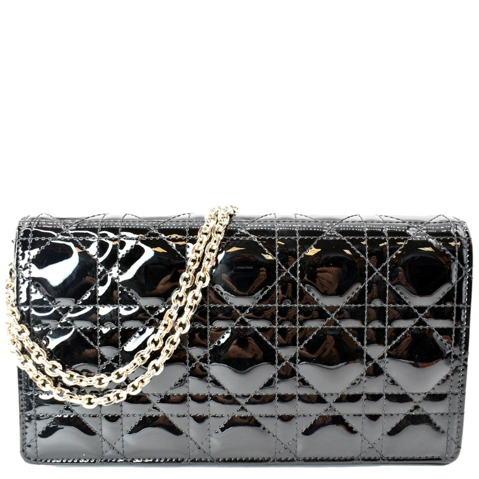 Christian Dior The Lady Dior Leather Chain Pouch Bag Black