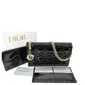 Christian Dior The Lady Dior Leather Chain Pouch Bag Black