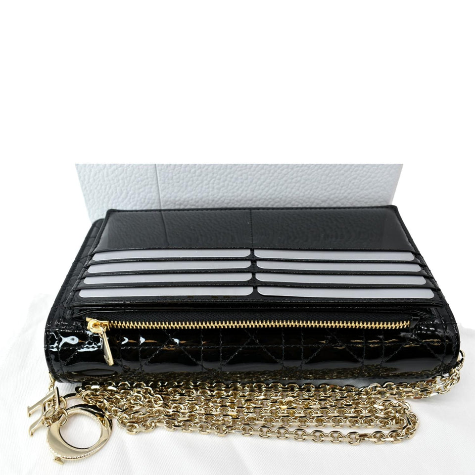 Christian Dior The Lady Dior Leather Chain Pouch Bag Black