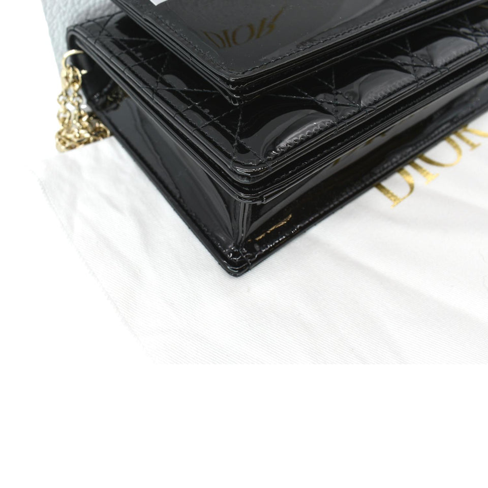 Christian Dior The Lady Dior Leather Chain Pouch Bag Black
