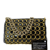 Chanel CC Embroidered Patent Quilted Chain Clutch Bag Black/Gold
