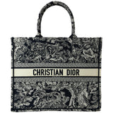 Christian Dior Book Medium Toile De Jouy Reverse Embroidery Tote Bag Blue