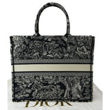 Christian Dior Book Medium Toile De Jouy Reverse Embroidery Tote Bag Blue