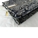 Christian Dior Book Medium Toile De Jouy Reverse Embroidery Tote Bag Blue