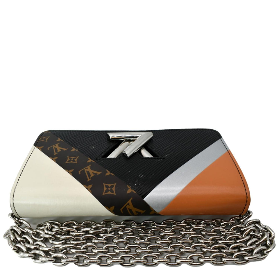 Louis Vuitton Twist Color Block Monogram Leather Chain Clutch Black