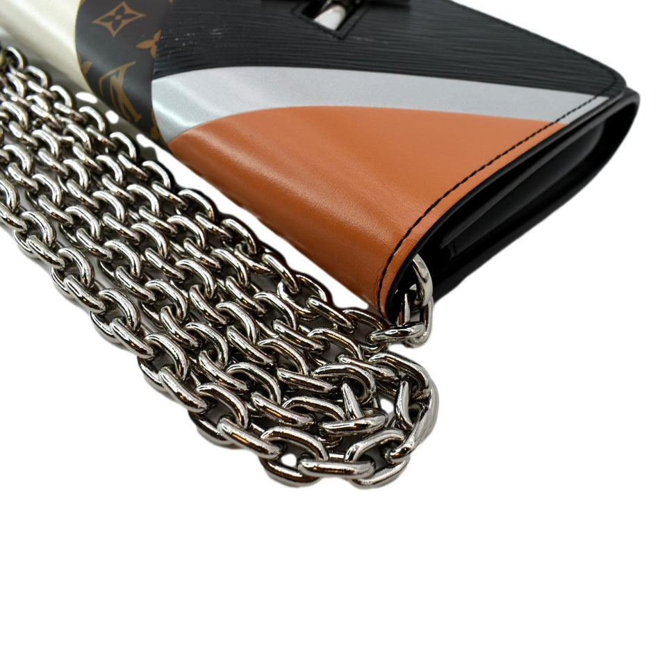 Louis Vuitton Twist Color Block Monogram Leather Chain Clutch Black