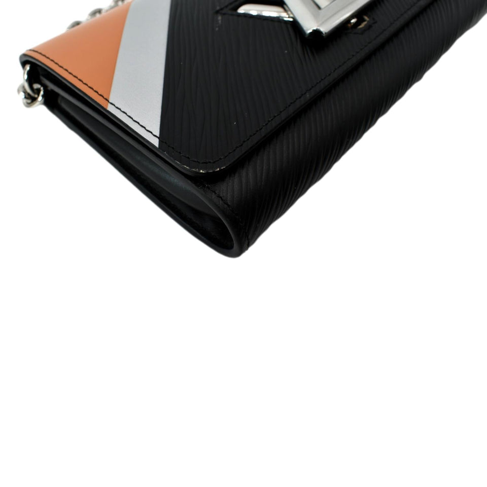 Louis Vuitton Twist Color Block Monogram Leather Chain Clutch Black