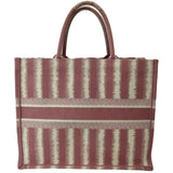 Christian Dior Book Stripe Embroidered Canvas Tote Bag Pink