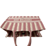 Christian Dior Book Stripe Embroidered Canvas Tote Bag Pink