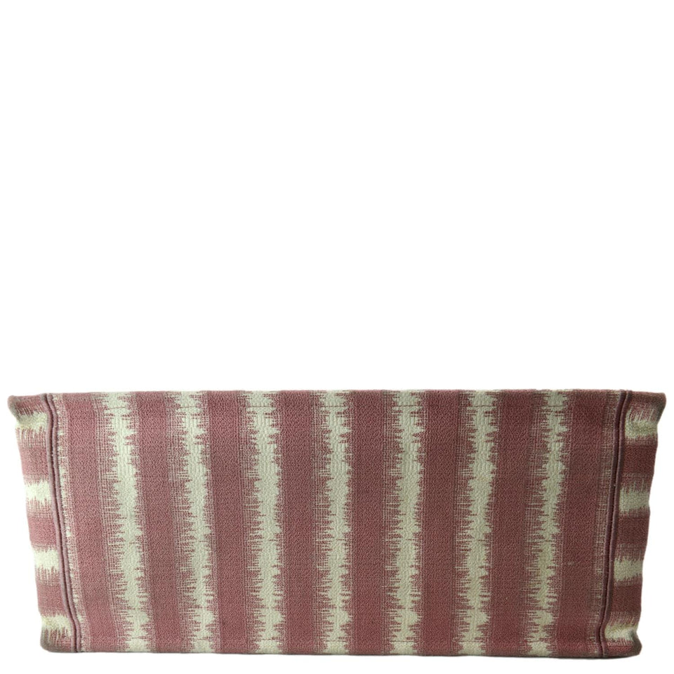 Christian Dior Book Stripe Embroidered Canvas Tote Bag Pink