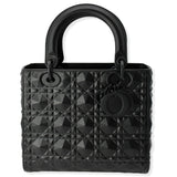 Christian Dior Medium Black Lady Dior Cannage Calfskin Shoulder Bag Black