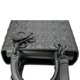 Christian Dior Medium Black Lady Dior Cannage Calfskin Shoulder Bag Black