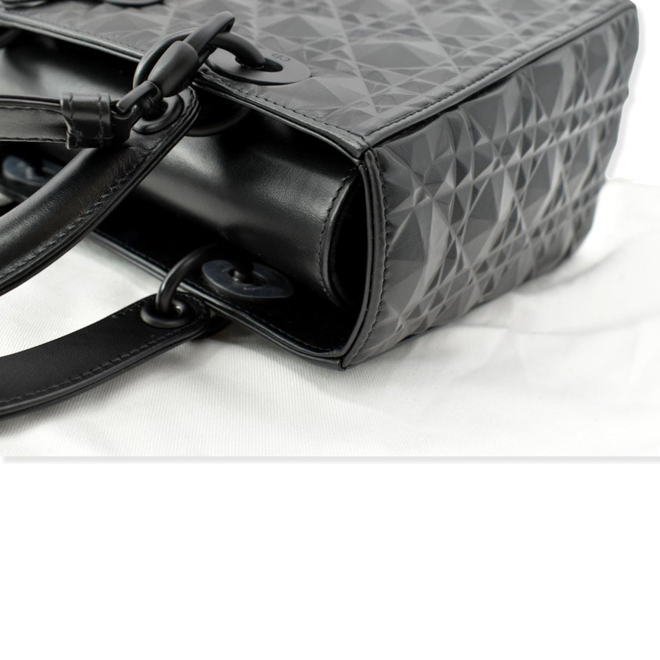 Christian Dior Medium Black Lady Dior Cannage Calfskin Shoulder Bag Black