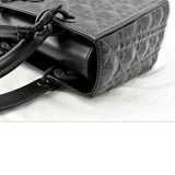 Christian Dior Medium Black Lady Dior Cannage Calfskin Shoulder Bag Black