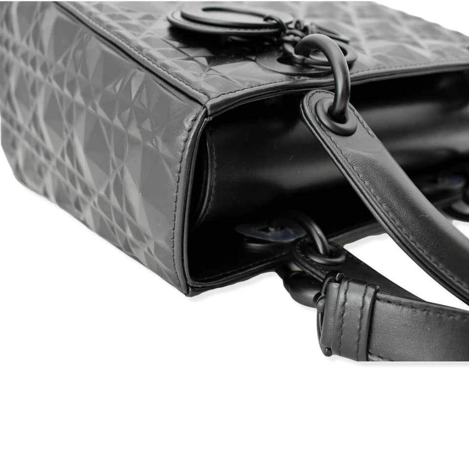 Christian Dior Medium Black Lady Dior Cannage Calfskin Shoulder Bag Black