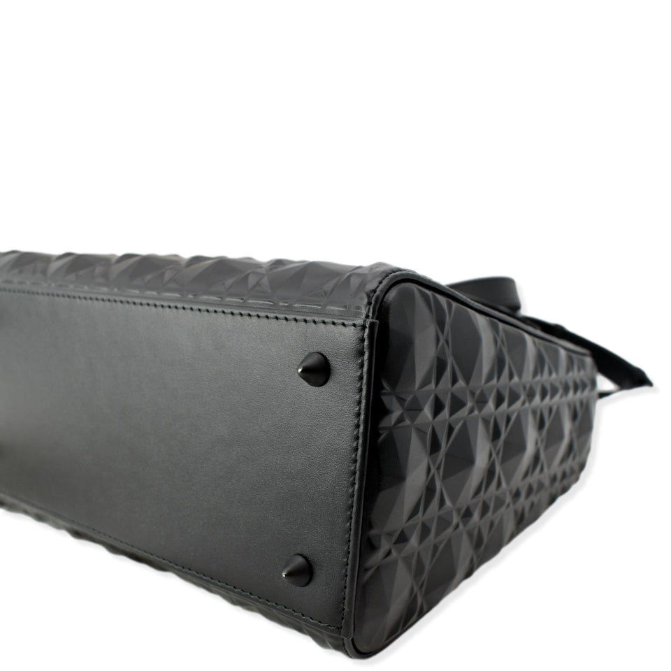 Christian Dior Medium Black Lady Dior Cannage Calfskin Shoulder Bag Black