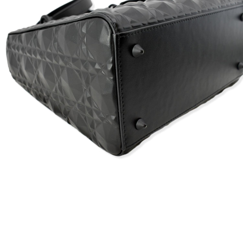 Christian Dior Medium Black Lady Dior Cannage Calfskin Shoulder Bag Black