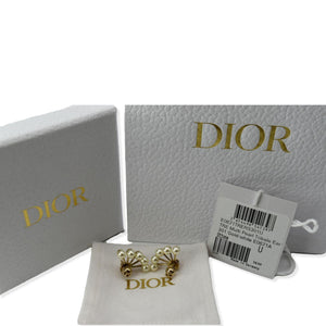 Christian Dior La Petite Tribale Metal Resin Pearls Earrings Gold