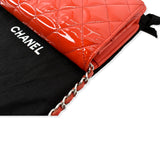Chanel WOC Patent Leather Wallet On Chain Clutch Bag Red