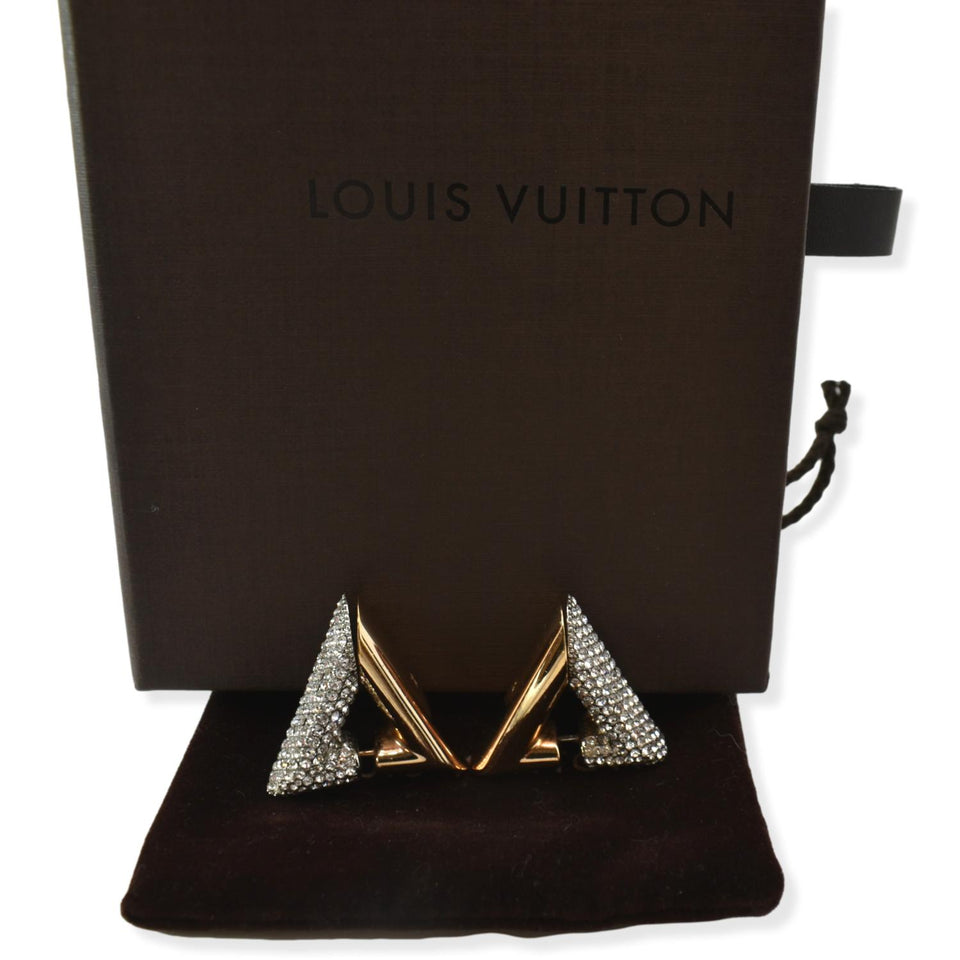 Louis Vuitton Crystal Volt Earrings Gold