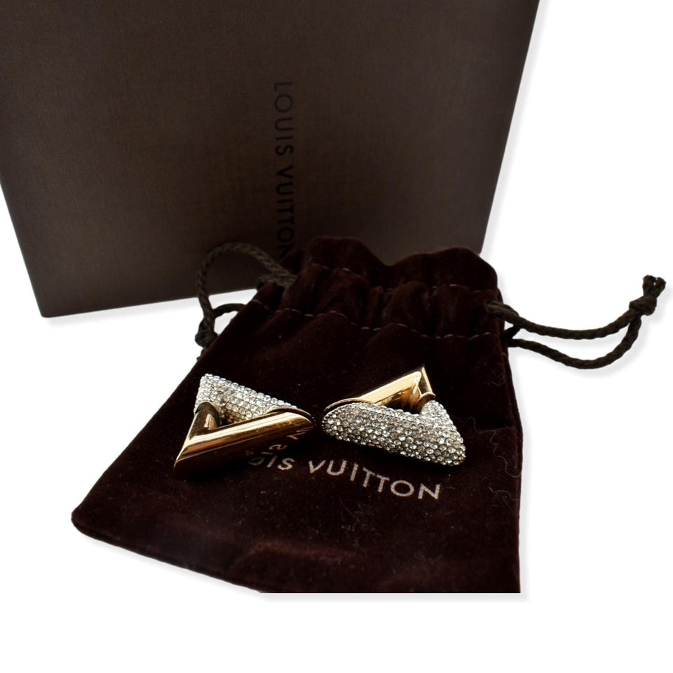 Louis Vuitton Crystal Volt Earrings Gold