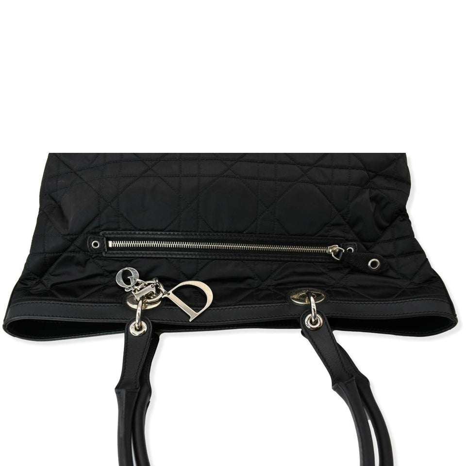 Christian Dior Quilted Satin Tote Bag Black