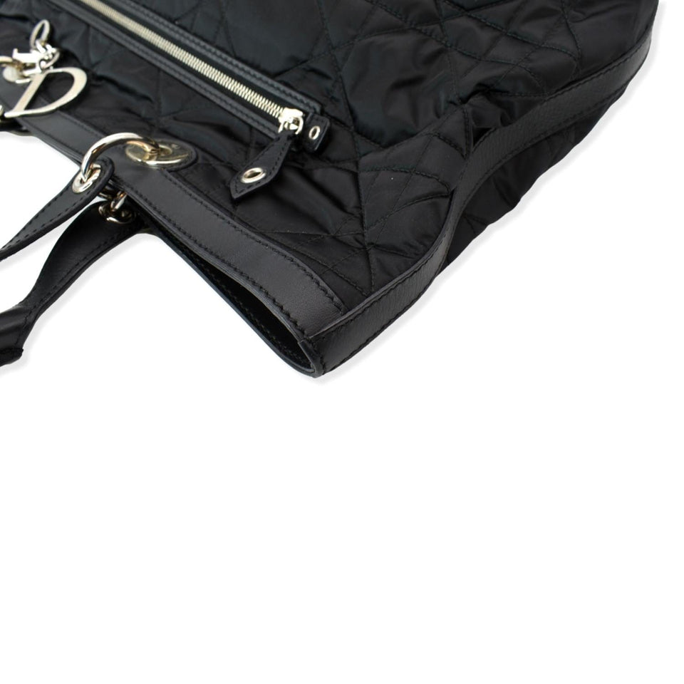 Christian Dior Quilted Satin Tote Bag Black