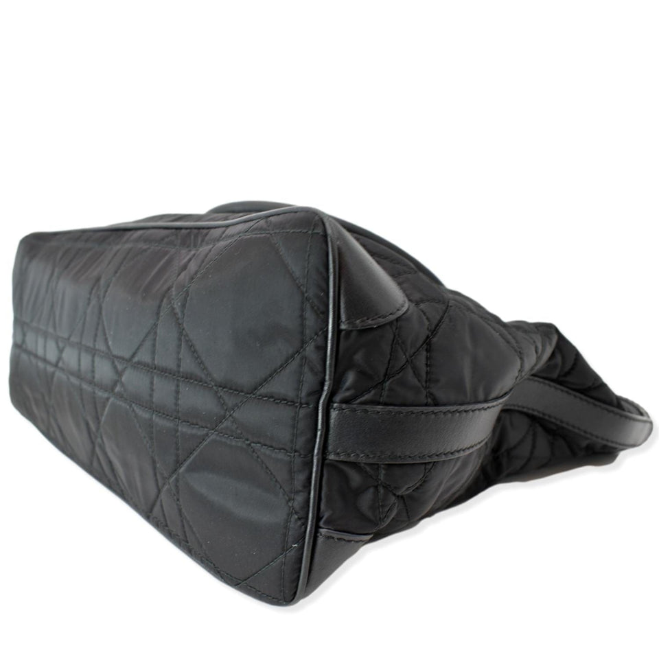 Christian Dior Quilted Satin Tote Bag Black